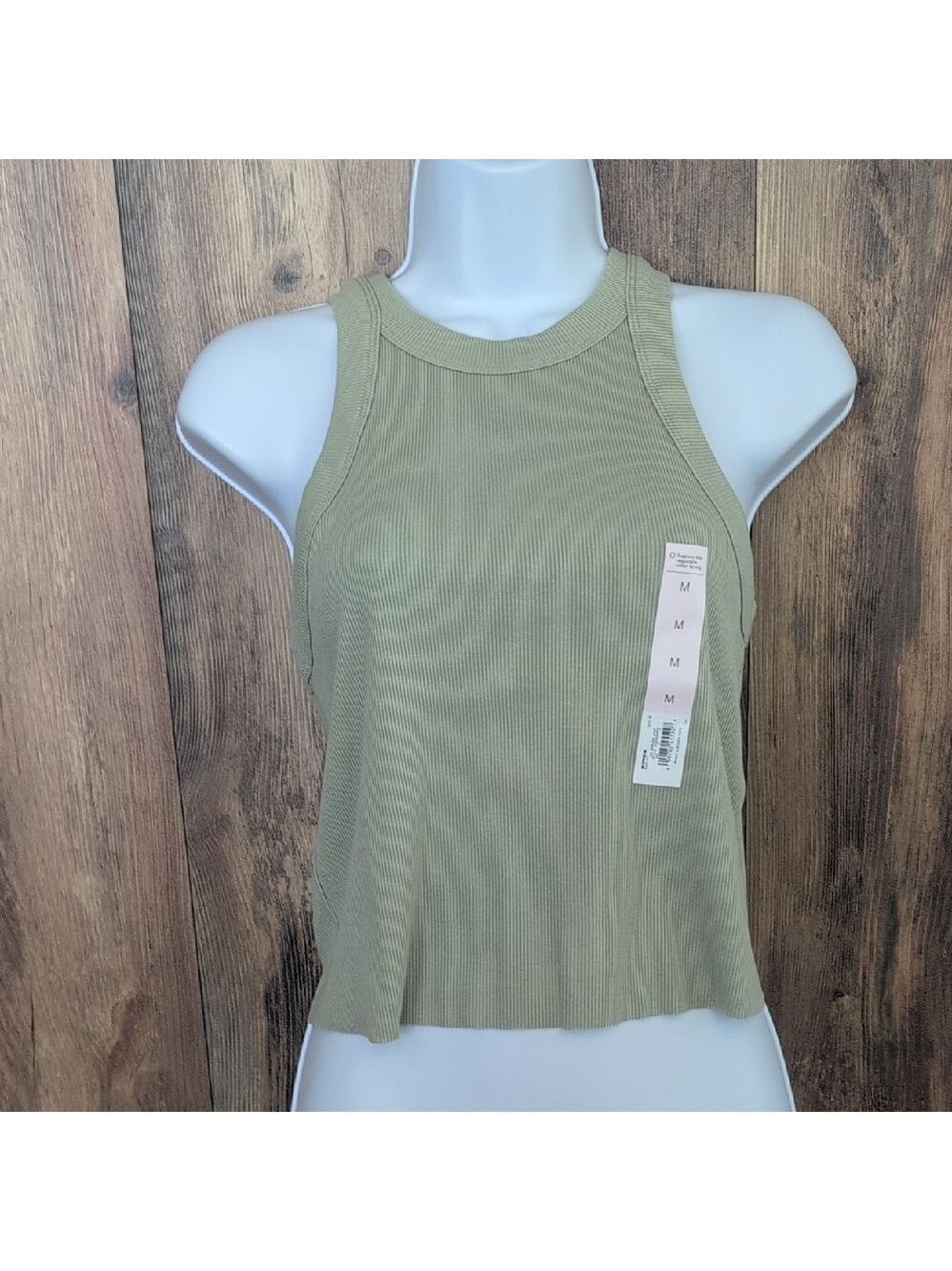 NWT SO Olive Ribbed Tank Top M               -805F